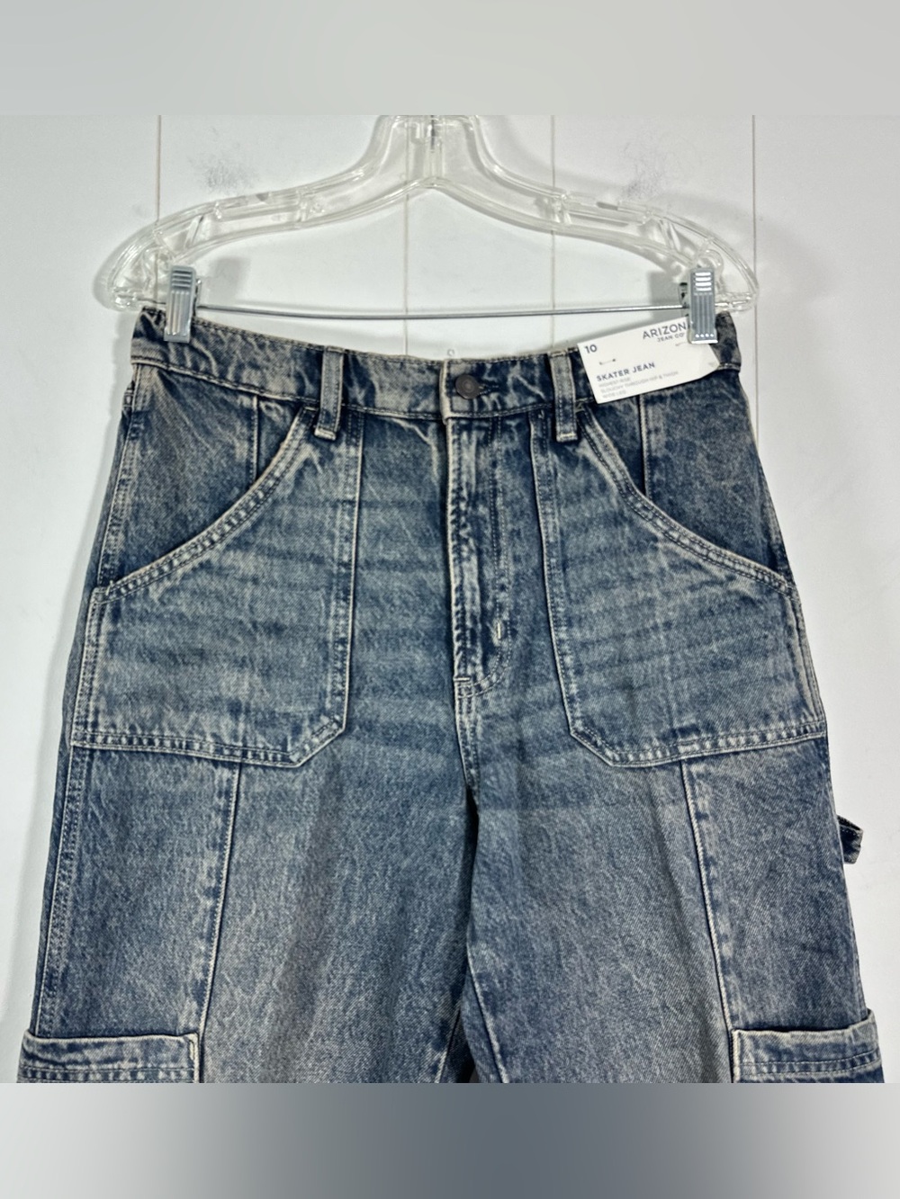Arizona Jean Sz 10 Skater Jeans Highest Rise Slouchy Hip Thigh Carpenter Denim - Picture 2 of 12